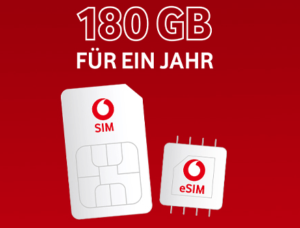 CallYa Jahrestarif: Vodafone Prepaid-Tarif mit 180 GB für 12 Monate 